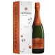 Bottiglia di Champagne Taittinger Folies de la Marquetterie, etichetta in rame, vista frontale