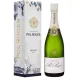Bottiglia di Champagne Pol Roger Réserve Brut Magnum 1,5L, etichetta bianca e tappo dorato, vista frontale