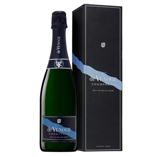 Bottiglia di Champagne De Venoge Cordon Bleu Blanc de Noirs brut - cuvée gastronomica 100% Pinot Noir e Meunier