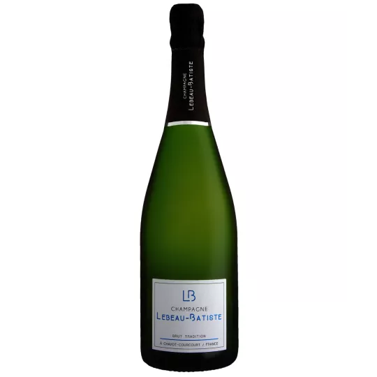 Champagne LEBEAU-BATISTE Brut Tradition - Elegante bottiglia di champagne frizzante in un ambiente raffinato.