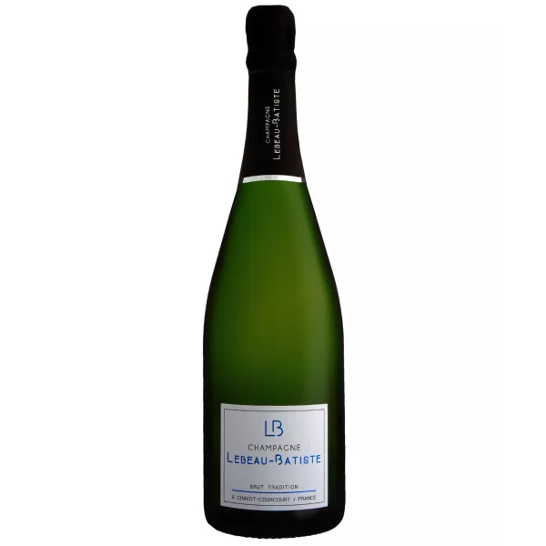 Champagne LEBEAU-BATISTE Brut Tradition - Elegante bottiglia di champagne frizzante in un ambiente raffinato.
