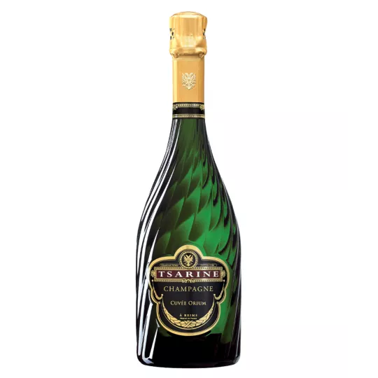 Champagne Tsarine Cuvée Orium - Eleganza e finezza in una bottiglia ornata da un'etichetta dorata.