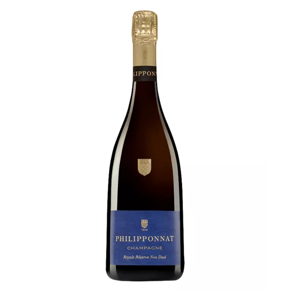 Bottiglia di champagne Royale Réserve Non Dosée di Philipponnat, simbolo di eleganza e tradizione dello Champagne.