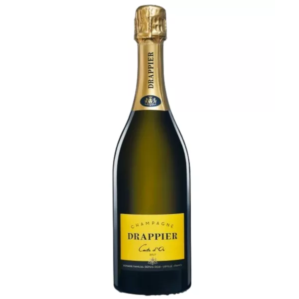 Bottiglia di Champagne Magnum Drappier Carte d'Or, etichetta gialla, vista frontale