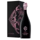 Bottiglia di Champagne Gosset Célébris Rosé Extra-Brut 2008, vista frontale, etichetta nera e rosa