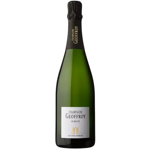 Bottiglia di Champagne René Geoffroy Premier Cru Pureté Extra-Brut Zéro Dosage, vista frontale