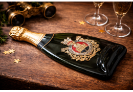 Bottiglia di Champagne Piatta Decorativa con Distintivo Militare: Un’Idea Regalo Originale